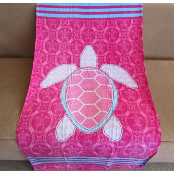 New Pink Rose Sea Turtle Beach Towel Cotton Bath Pool GIFT Turtles Honu Ocean - Picture 2 of 4